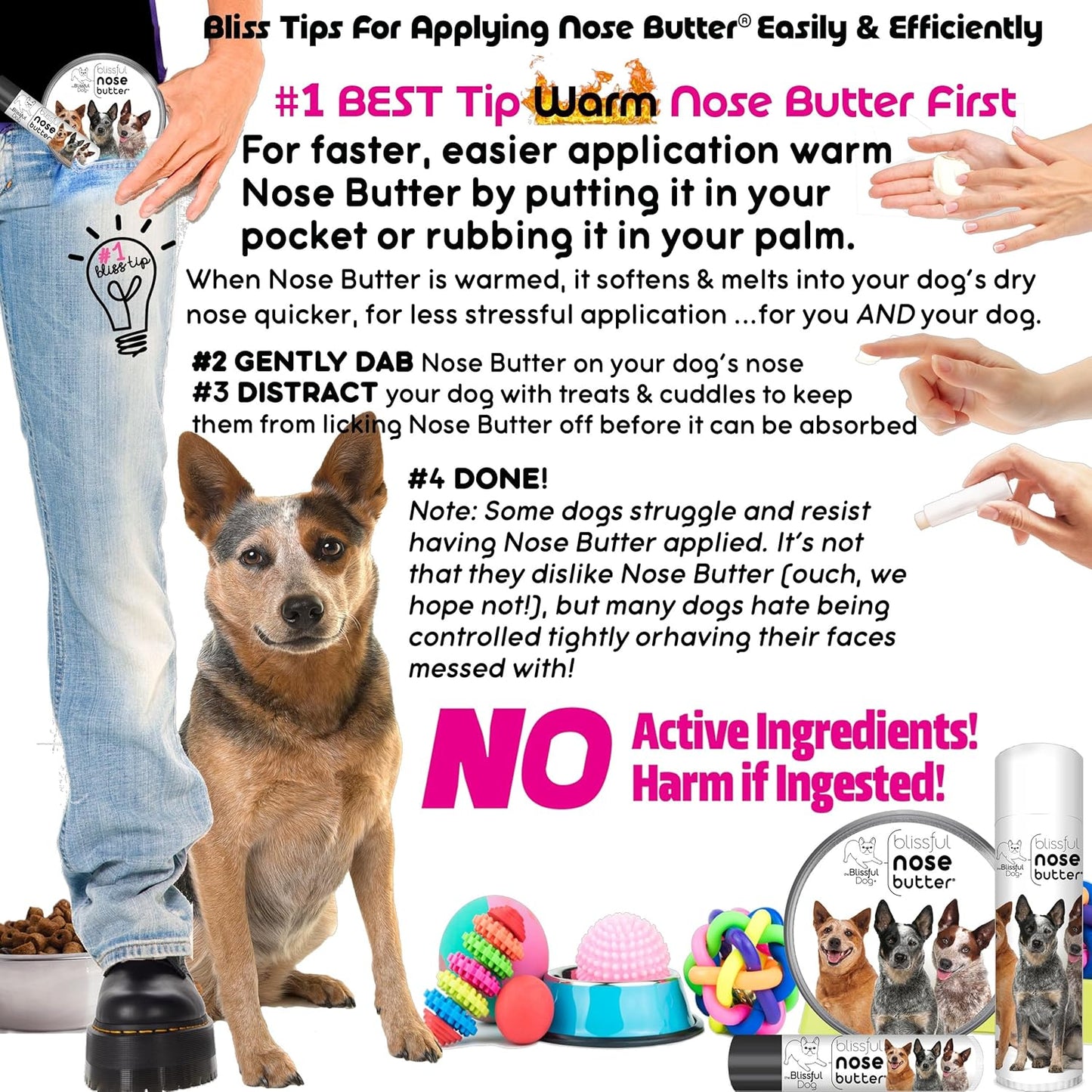 The Blissful Dog Australian Cattle Nose Butter, Versatile Dog Nose Balm for Dry Nose, Handcrafted Nose Moisturizer, Easy-to-Apply Dog Essentials, Unscented, 1 oz.