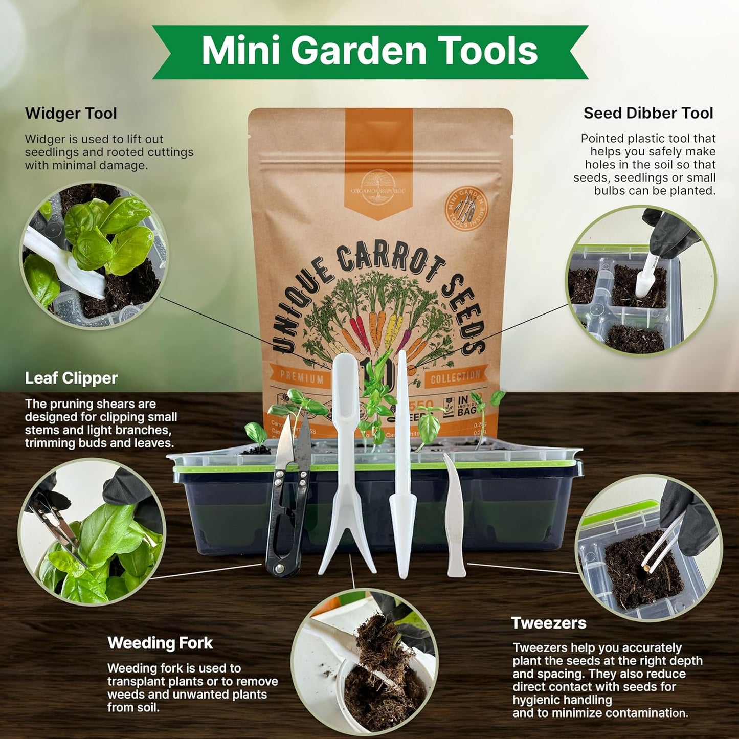 Organo Republic 10 Unique Carrot Seeds Variety Pack - 7,550+ Non-GMO Heirloom Carrot Seeds for Outdoor & Indoor Home Gardening, Including Carrot Imperator 58, Little Fingers, Scarlet Nantes, Parisian