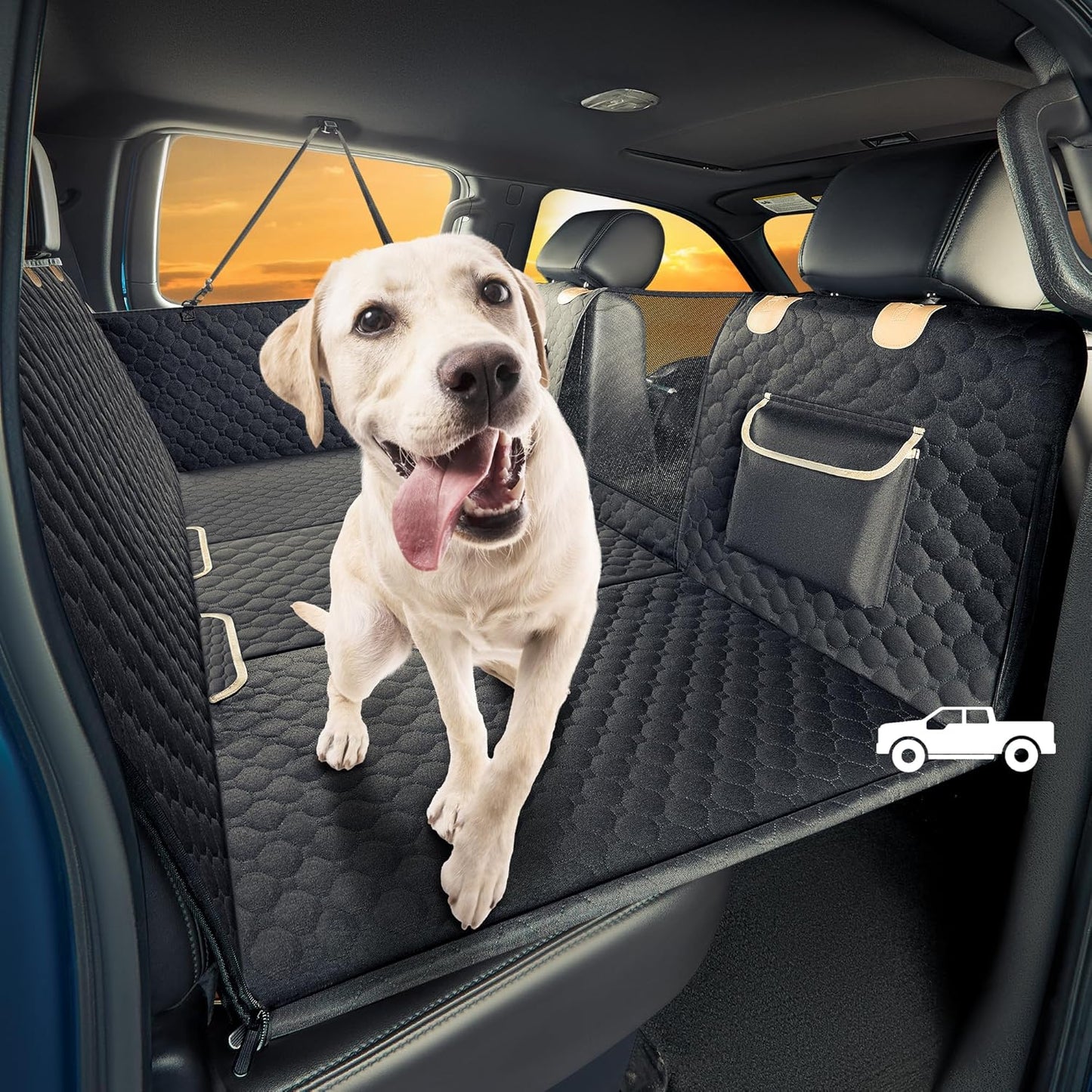 XL Truck Back Seat Extender for Dogs, Hard Bottom Dog Car Seat Cover for Back Seat, Heavy Duty Dog Hammock for Aggressive Chewers, Waterproof Pet Seat Covers for Trucks, F150, Ram1500, Large SUV