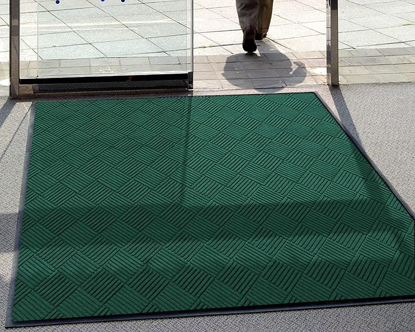 M+A Matting WaterHog Diamond | Commercial-Grade Entrance Mat with Rubber Border – Indoor/Outdoor and Quick Drying Door Mat (Evergreen, 3' x 8')