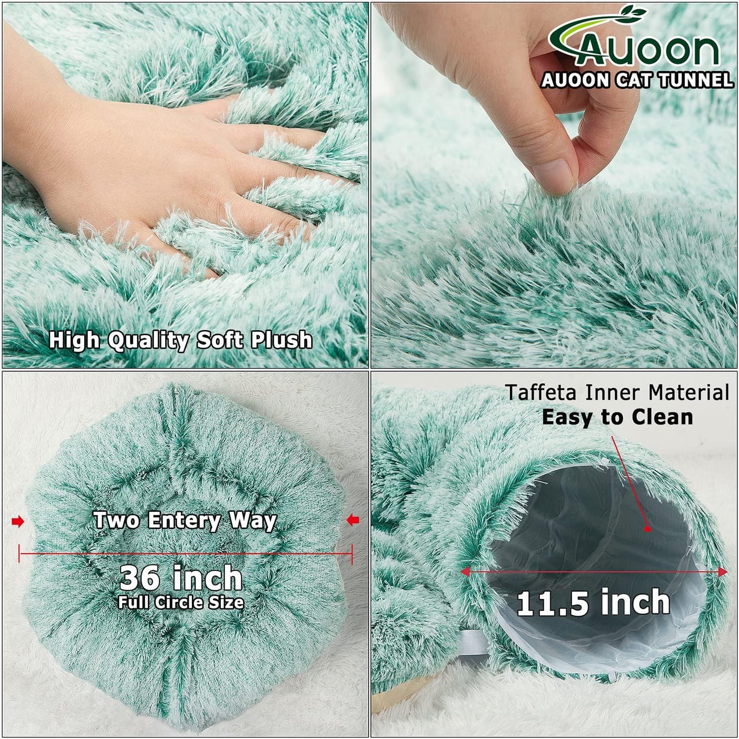 AUOON Cat Tunnel Bed - Cat Donut Tunnel with Soft Plush Circle Cushion for Indoor Cats Kitten Kitty Puppy Rabbit Ferret (Brown)