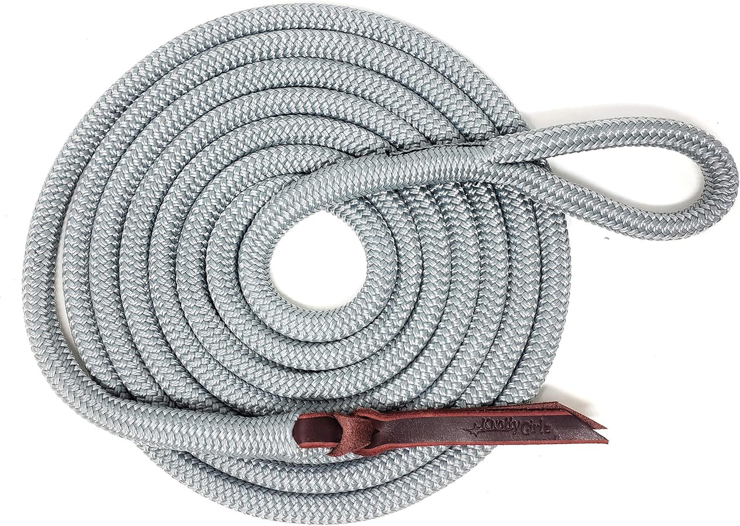 Double Braid Lead Rope with Eye Splice Loop, 12-14FT Lengths (Grey, 12 ft.)