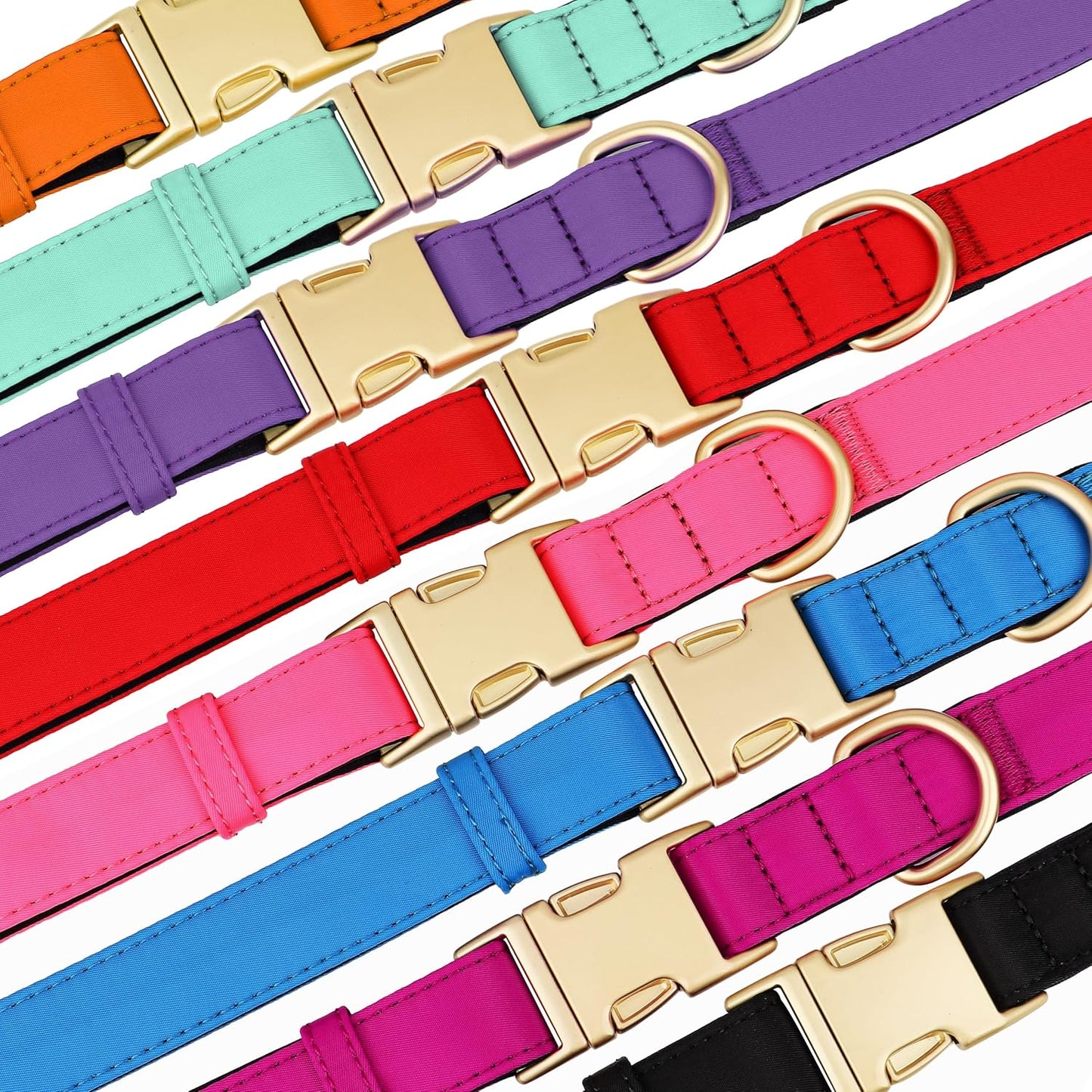 Didog Soft Padded Dog Collars for Medium Dogs, Colorful and Durable Dog Collar with Quick Release Buckle, Light and Breathable for Daily Walking, Orange, M