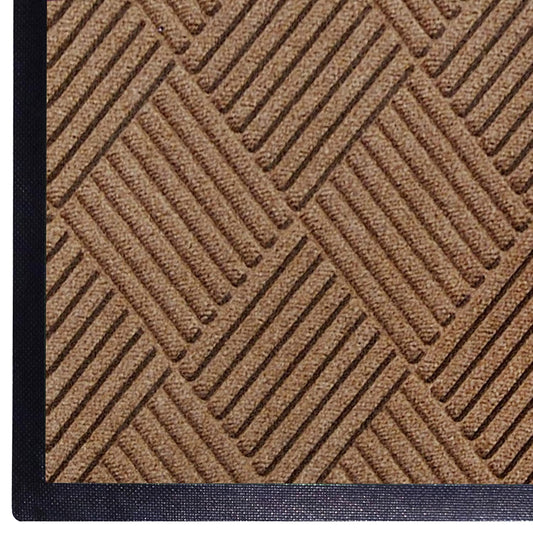 WaterHog Diamond | Commercial-Grade Entrance Mat with Rubber Border – Indoor/Outdoor, Quick Drying, Stain Resistant Door Mat (Medium Brown, 6' x 12')