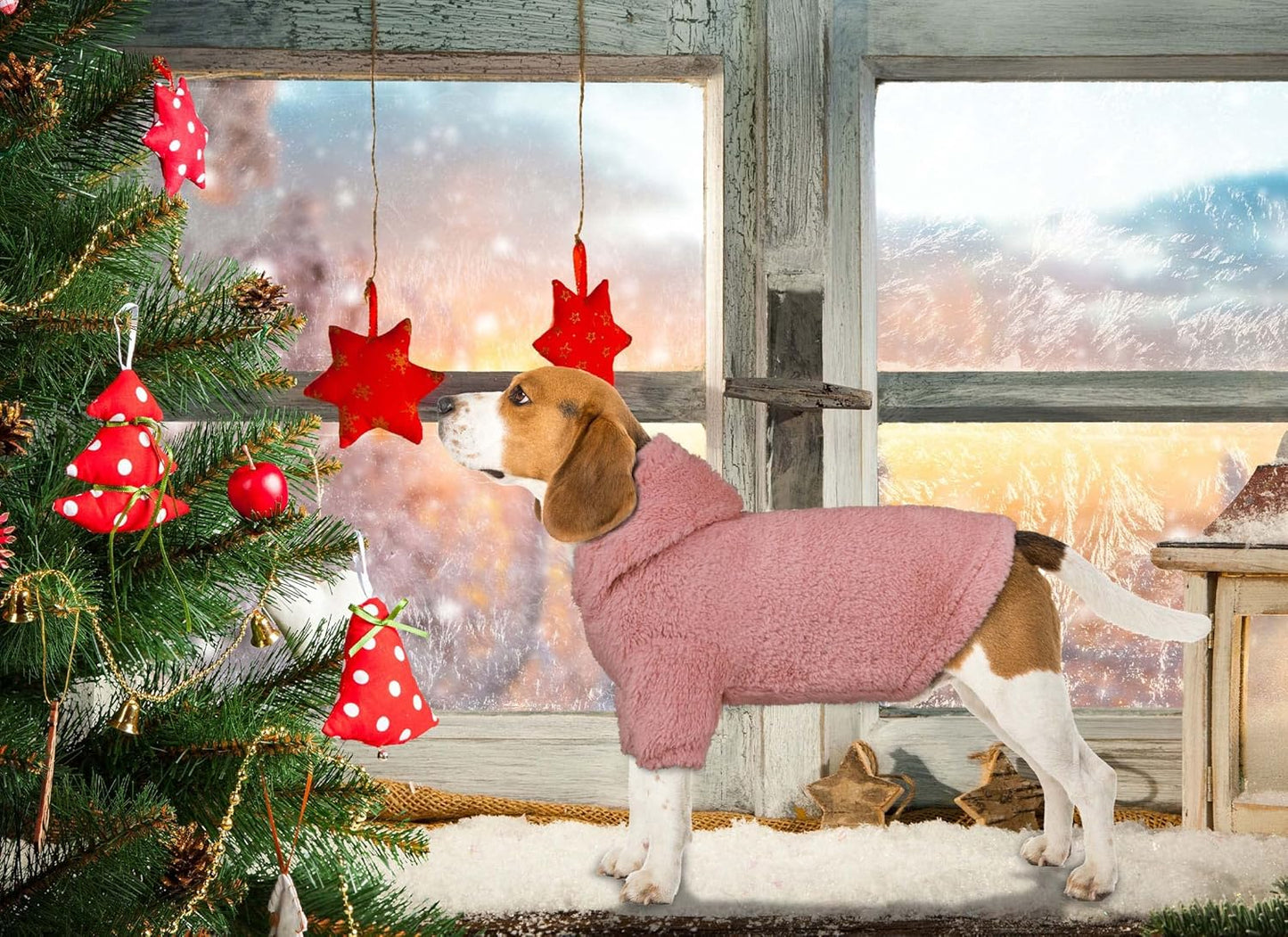 Fuzzy Dog Sweaters for Small Dogs Dog Hoodie Pet Clothes Warm Soft Cozy Coats Hooded Sweatshirt Fleece Small Pet Hoodies Sweater(Pink-S)