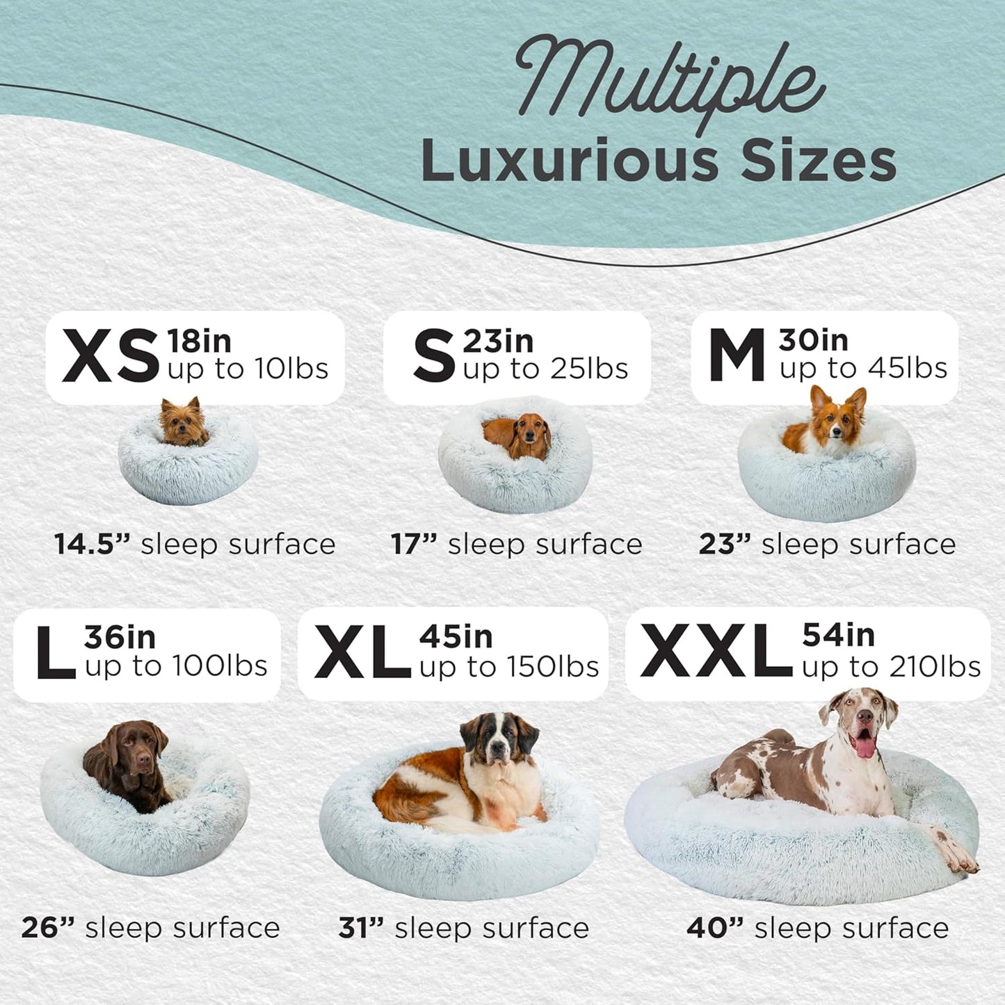 Best Friends by Sheri Original Calming Donut Dog and Cat Bed, Shag Faux Fur, Frost Gray, XXL (54in x 54in) - Anxiety Relief for Pets Up to 210 lbs