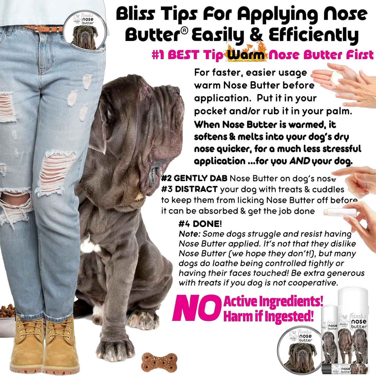 The Blissful Dog Neapolitan Mastiff Unscented Nose Butter - Dog Nose Butter, 16 Ounce