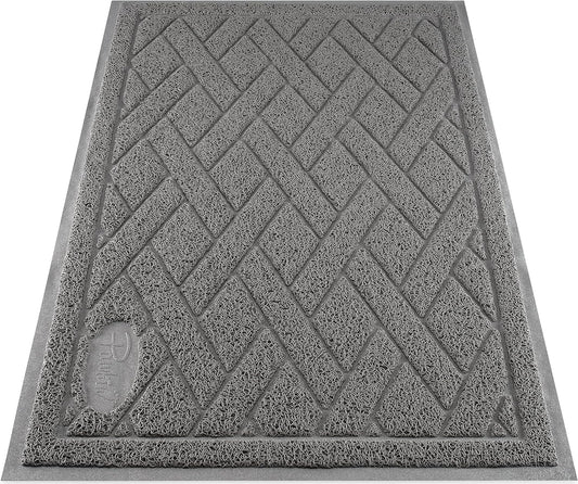 Pawkin Cat Litter Mat, Patented Design with Litter Lock Mesh, Extra Large, Durable, Easy to Clean, Soft, Fits Under Litter Box, Litter Free Floors, Gray
